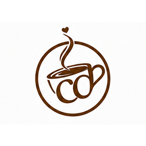Zorko logo: steaming coffee cup with heart, inside a circle