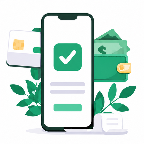 Mobile payment with credit card, cash, and receipt confirmation