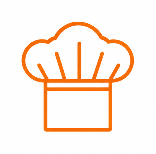 Orange chef hat icon with lines