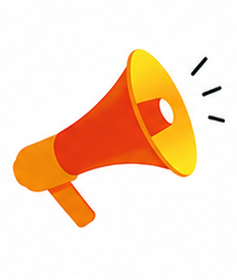 Orange and yellow megaphone with sound waves