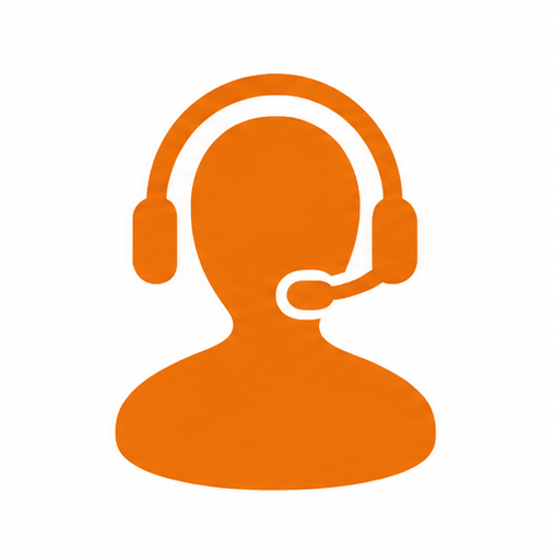 Orange headset icon representing customer support